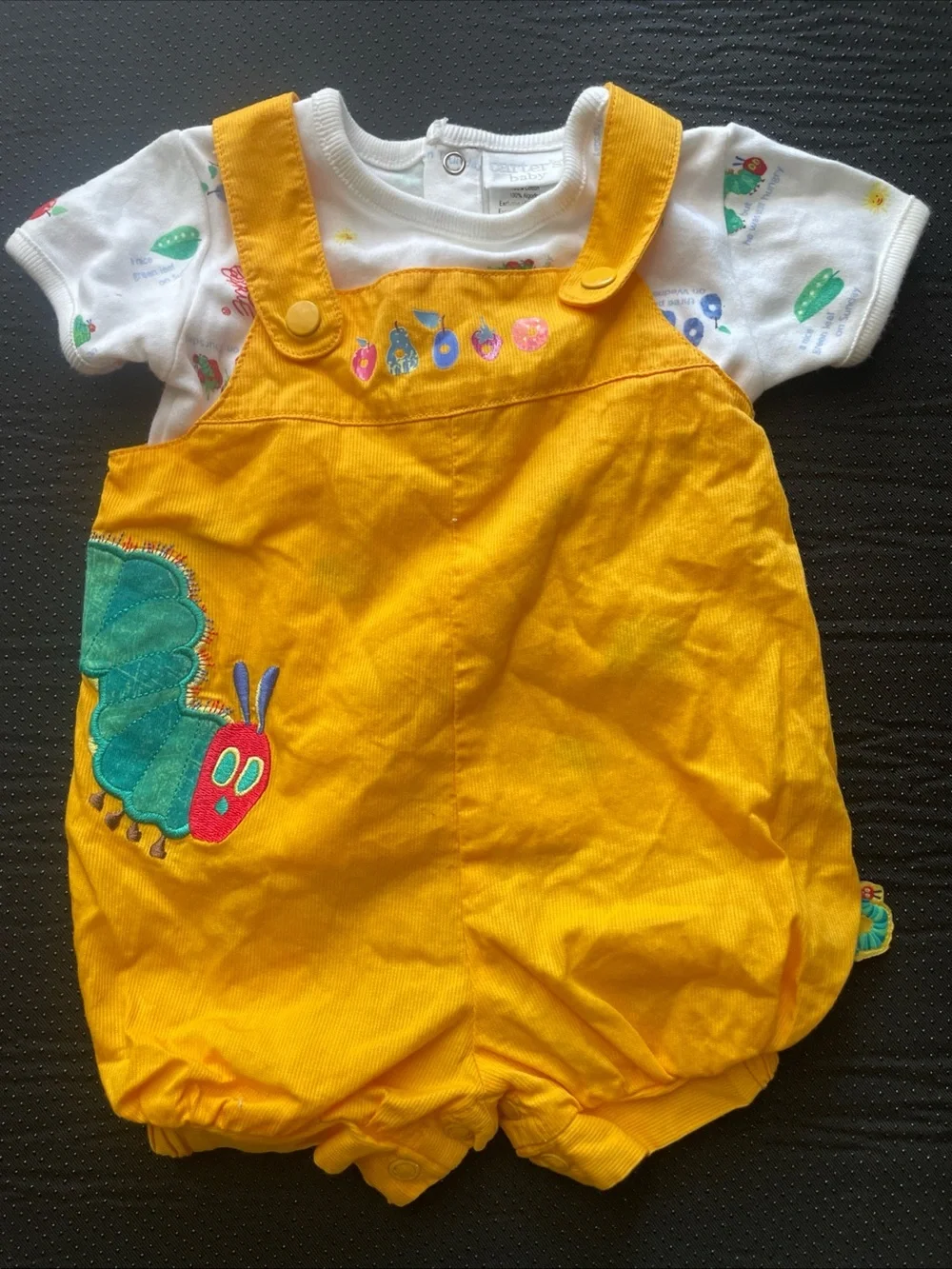 Vintage Carter's Yellow The Very Hungry Caterpillar Bubble Romper Set